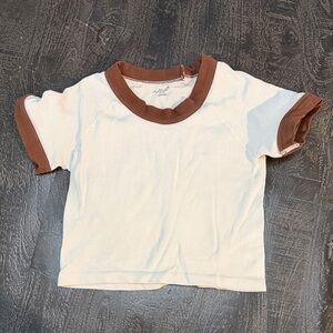 Urban Outfitters Cream Crop Top with Brown Trim